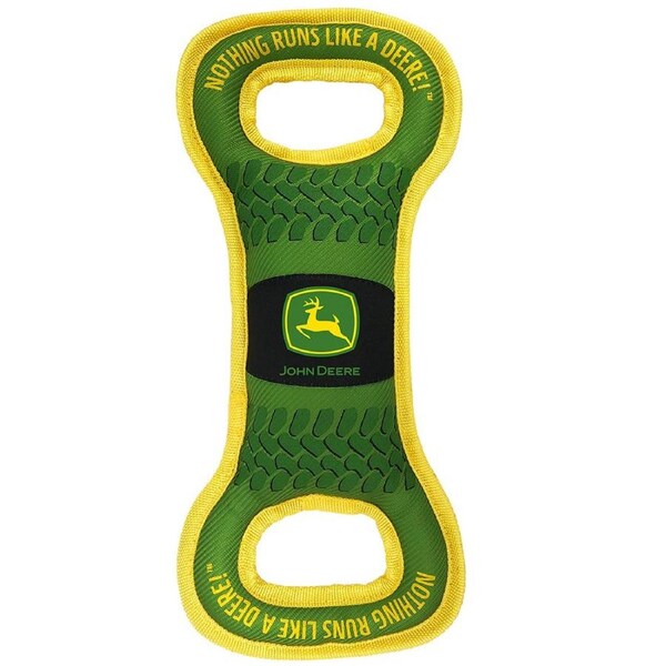 John Deere Licensed Pet Accessories Dog Nylon Web Binding Squeaker Tug Toy