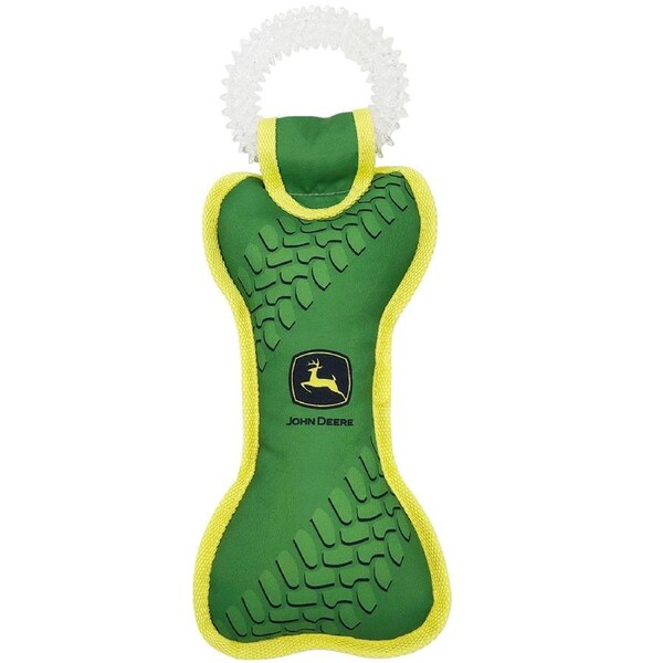 John Deere Licensed Pet Accessories Dog Dental Ring Squeaker Tug Chew Toy