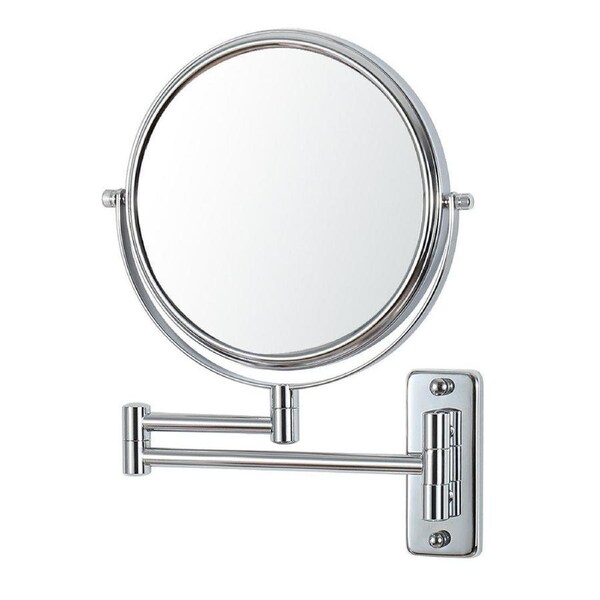 Dolphy 8-Inch Wall Mount Makeup Mirror - Dual-Sided 1X/3X Magnifying Mirror with 360o Swivel, Chrome Finish, Space-Saving Bathroom Vanity Mirror