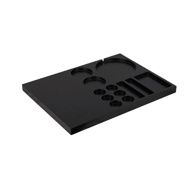 Dolphy Black Melamine Kettle Tray - Elegant Wooden Hospitality Beverage Tray for Hotels, Offices & Home Use with Contemporary Matte Finish