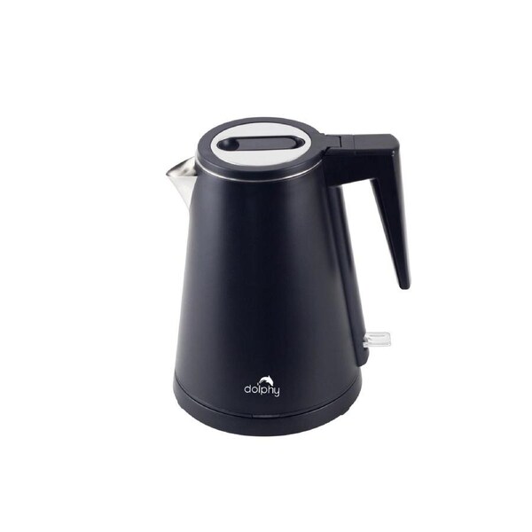Dolphy 800ml Electric Kettle - Black Stainless Steel, Fast Boil with 360 Swivel Base, Auto Shut-Off & One-Touch Lid for Home, Hotel & Office Use