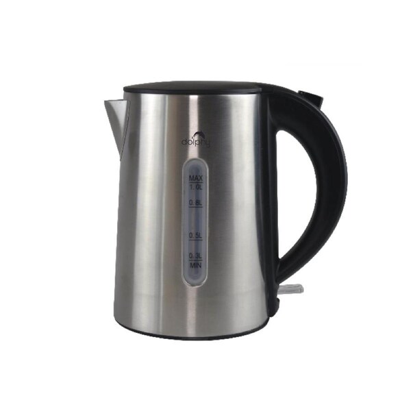 Dolphy 1L Electric Kettle - Brushed Silver Stainless Steel, 360 Swivel Base, Auto Shut-Off, Single Touch Lid Lock, Fast Boil Cordless Kettle for Home & Hotel
