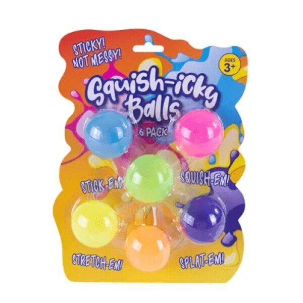 6 Sticky Squishy Ball, Stretch Them, Squish Them Stack Them!