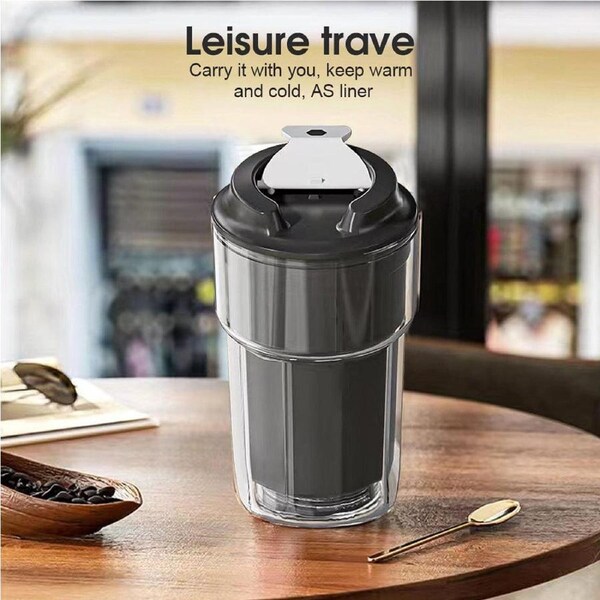 460ml Double wall insulated Coffee Cup Black