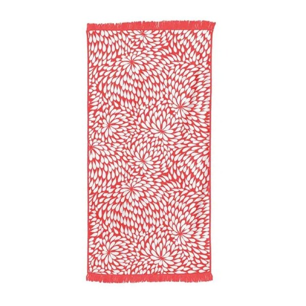 Rectangular Bath Beach Towel with Tassel -Red