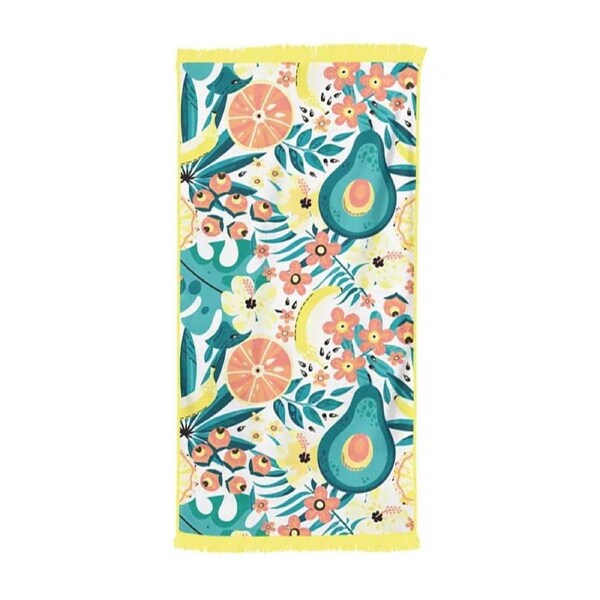 Rectangular Bath Beach Towel with Tassel -Yellow