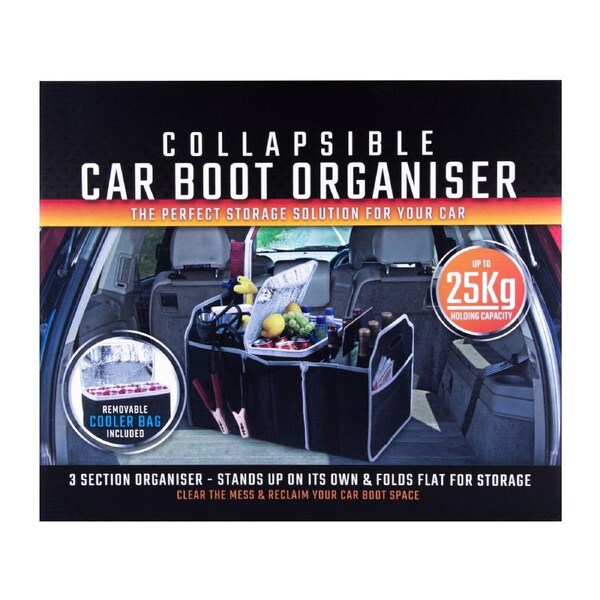 Collapsible Car Trunk Organiser with Cooler Bag