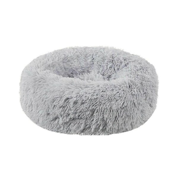 Plush Donut Faux Fur Calming Pet Nest - Grey - L