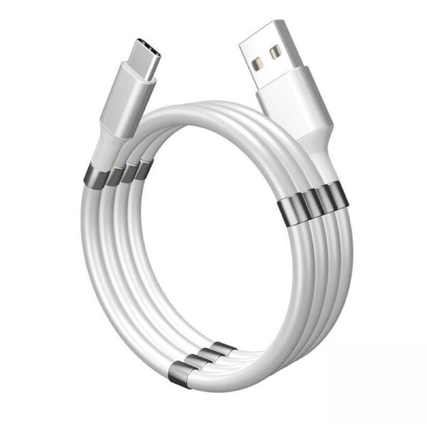 Tangle Free Self Winding Magnetic Data Charging Cable - Type C (1m)