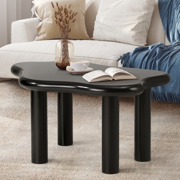 Oikiture Coffee Table Side Tables Sofa Cafe Desk Living Room Black Irregular