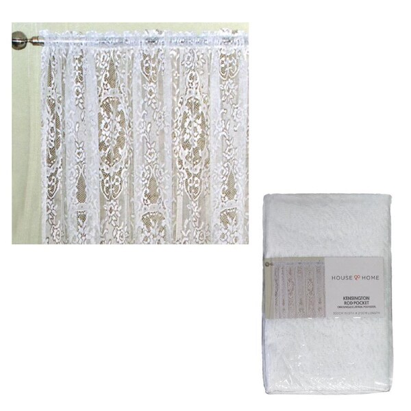 Yours to Love One Kensington White Lace Rod Pocket Curtain 300 x 213 cm