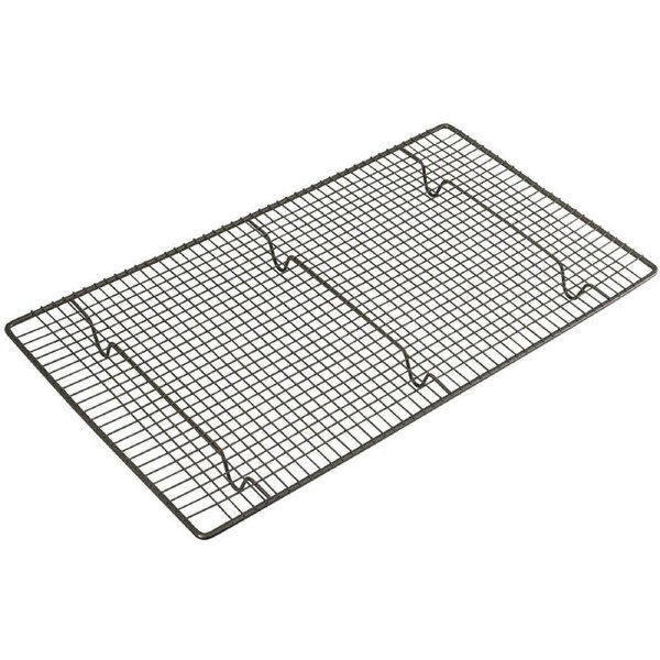 Bakemaster Carbon Steel 46x25cm Non-Stick Cooling Tray Rack Rectangle Black