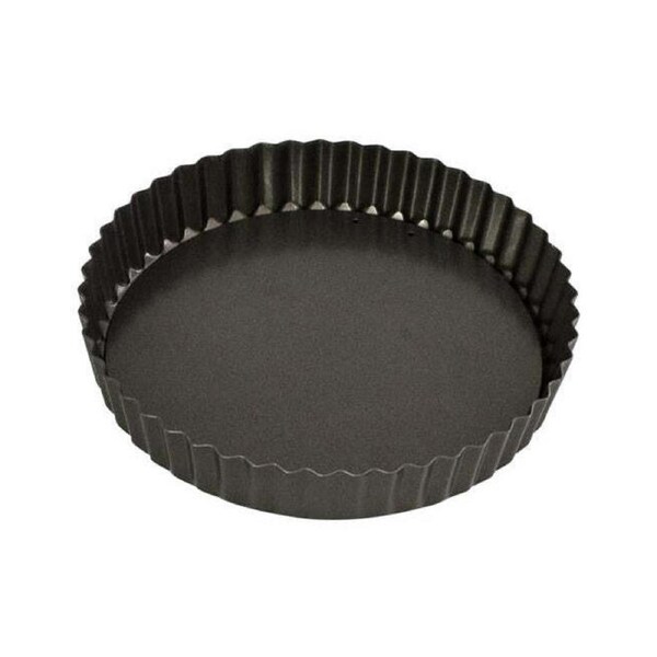 Bakemaster Loose Base Carbon Steel 20cm Quiche Pan Pie Baking Tray Round Black