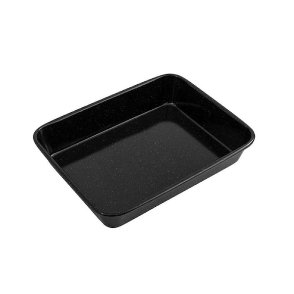 Bakemaster Enamel 28x5cm Deep Roaster Pan Baking Cooking Tray Rectangle Black