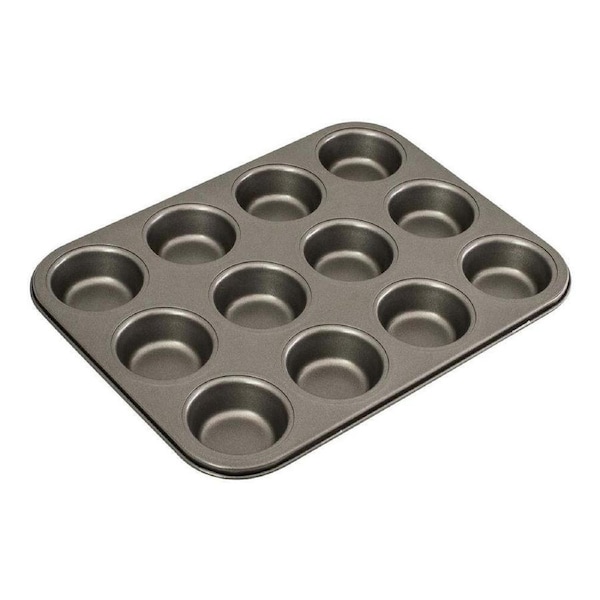 Bakemaster 35x27cm Carbon Steel 12-Cup Mini Muffin Pan Mould Rectangle Tray Grey