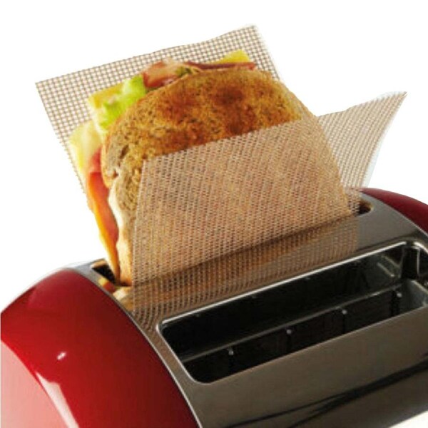 2pc NoStik U Toast It Reusable 14x34cm Sandwich Toasting Mesh Envelope Set Brown