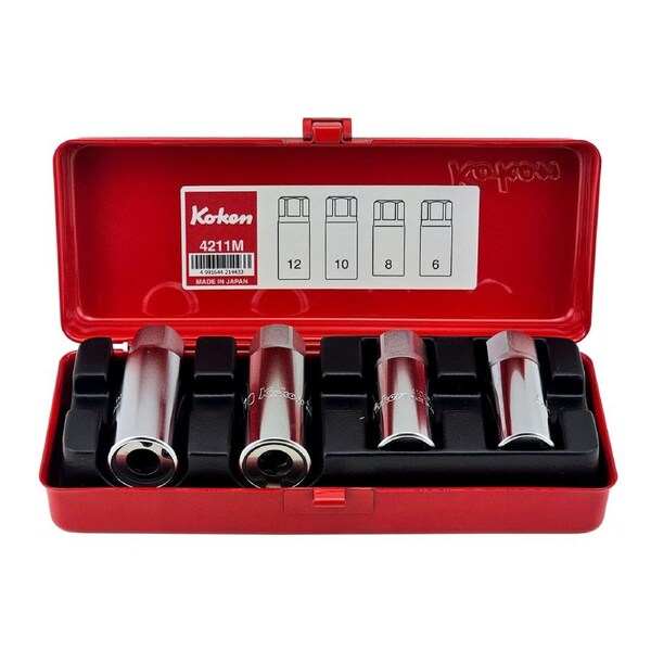 Ko-Ken 4 Piece 1/2" Drive 6 - 12mm Stud Remover Set - KO4211M