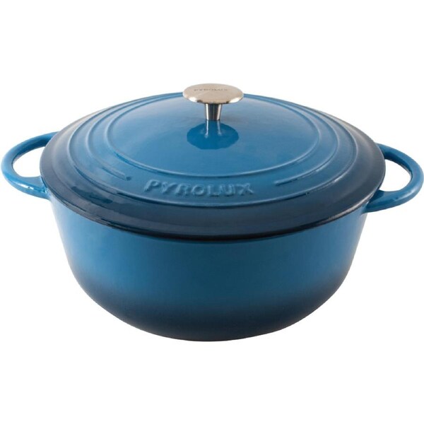 Pyrolux Pyrochef 20cm/2L Cast Iron Round Casserole w/ Lid Cooking Pot Ocean Blue