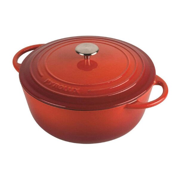 Pyrolux Pyrochef 24cm/4L Cast Iron Round Casserole w/ Lid Stovetop/Induction Red