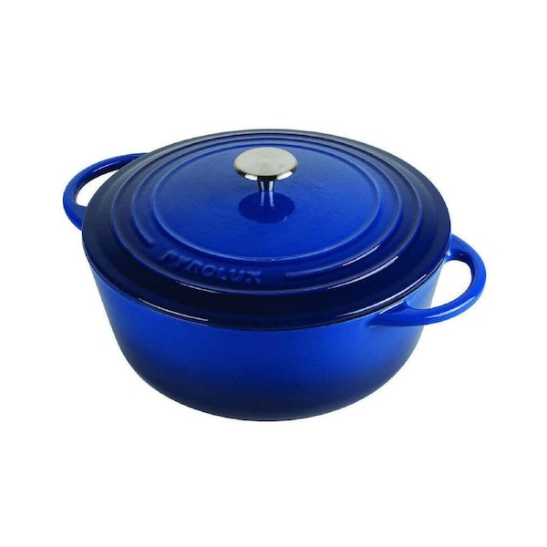 Pyrolux Pyrochef 28cm/6L Cast Iron Round Casserole w/ Lid Stove/Induction Blue