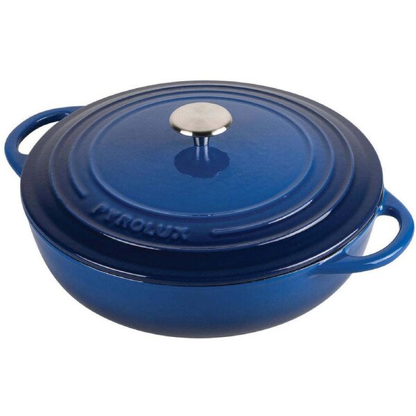 Pyrolux Pyrochef 28cm/4L Cast Iron Round Chef Pan w/ Lid Stove/Induction Blue