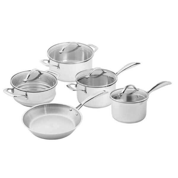 5pc Scanpan Stainless Steel Saucepan/Frypan/Steamer Cookware Set w/ Lid Round