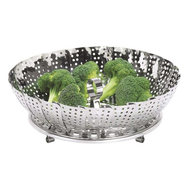 Avanti 28cm Foldable Stainless Steel Steamer Basket Round Steam Cookware Silver