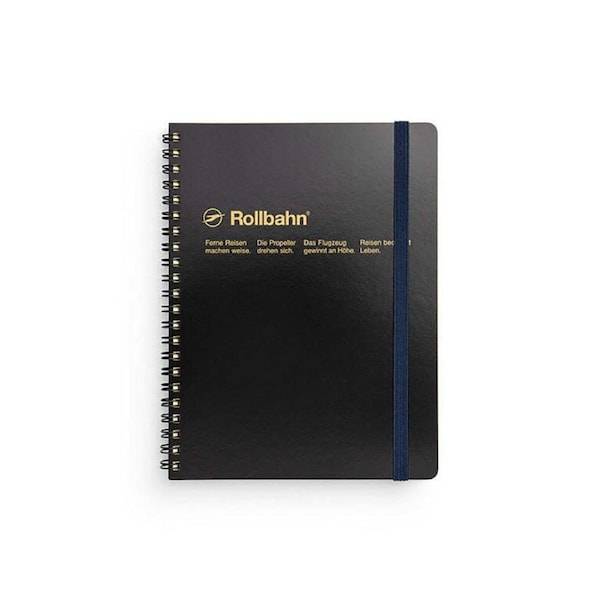 Delfonics Rollbahn Spiral Bound A5 Grid Notebook 160pg Journal Stationery Black