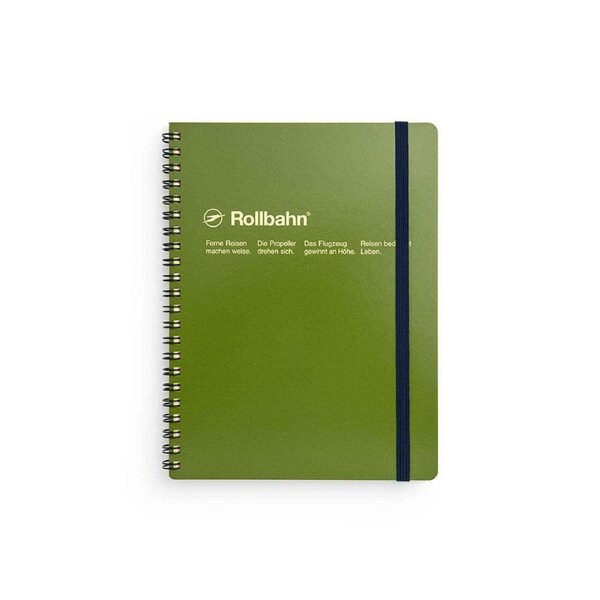 Delfonics Rollbahn Spiral Bound A5 Grid Notebook 160pg Journal Stationery Olive