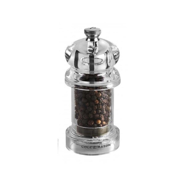 Cole & Mason 575 Acrylic Pepper Mill Fine/Coarse Peppercorn Manual Grinder Clear