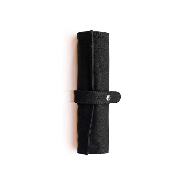 Delfonics Canvas Roll Pencil Case Storage Holder Stationery Organiser 25cm Black