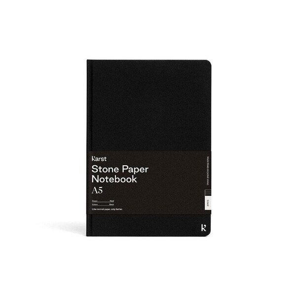 Karst 144-Sheets Stone Paper A5 Hard Cover Dot Grid Notebook Stationery Black
