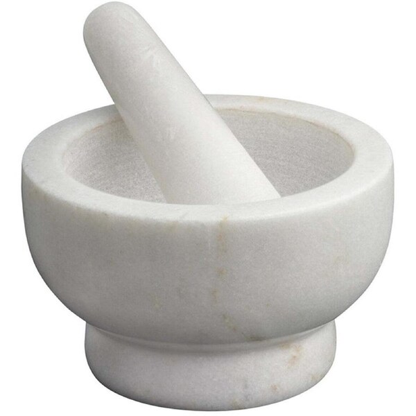 Avanti Marble Footed Mortar & Pestle Herb/Nut Crusher Food Grinder/Pounder White