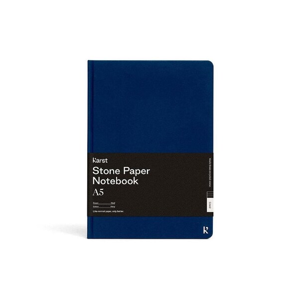 Karst 144-Sheets Stone Paper A5 Hard Cover Ruled Notebook Writing Journal Navy