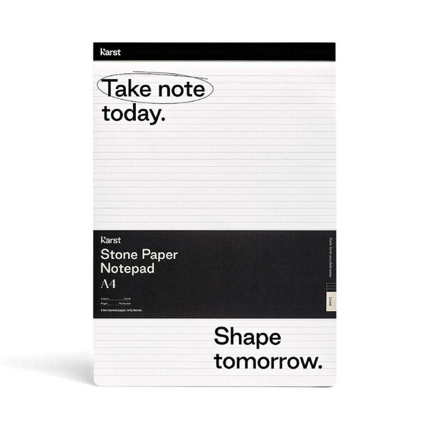 Karst 50-Sheets A4 Stone Paper Ruled Notepad Stationery Writing Memo Pad Black