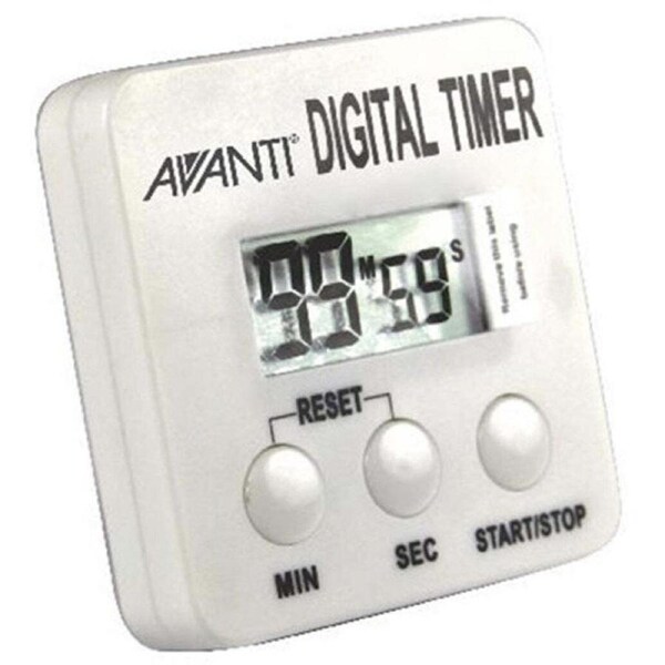 Avanti 100-Minutes Square Digital Timer Kitchen Cooking/Baking Alarm Clock White