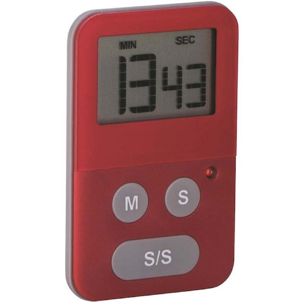 Avanti Digital Display Slim Timer Kitchen Cooking/Baking Alarm Clock w/Light Red