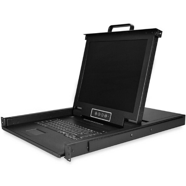 StarTech.com LCD Rack Console KVM Switch - Steel - Black - 8 Computer(s) - 43.2 cm (17") LCD - SXGA - 1280 x 1024 - 2 x PS/2 Por