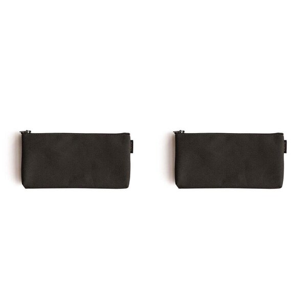 2x Delfonics Marek Canvas Flat Pencil Case Rectangle Storage Pouch 18.5cm Black