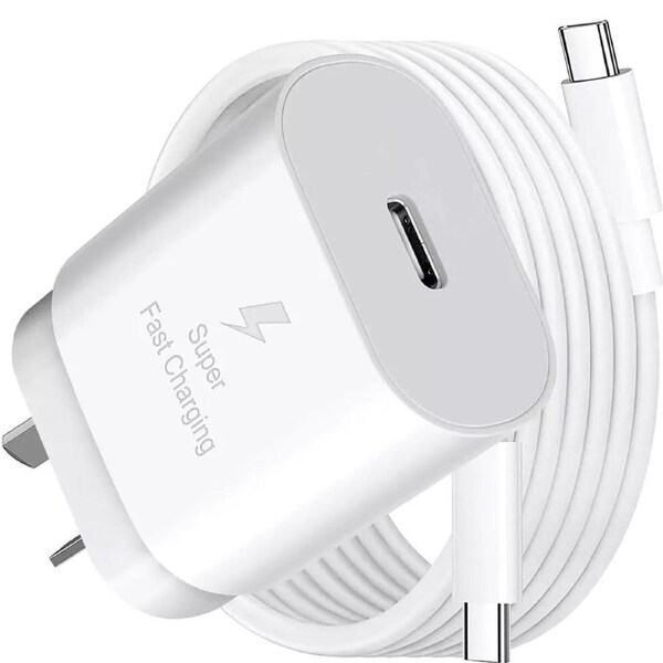 White PD 25W Fast Charger Power Adapter Samsung Type C Wall USB-C Cable Google Oppo