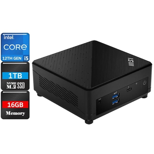 [Cubi-5-12M-201BAU-A4P] MSI Cubi 5 12M Mini PC, i5-1235U, 16GB RAM, 1TB NVMe SSD, Iris Xe Graphics, W11P