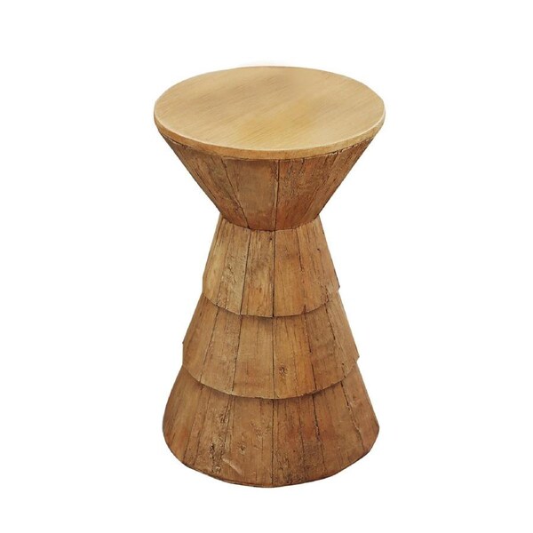 MIUZ Accent Table Round Faux Wood Coffee Table Concrete Side Table 31x31x52cm
