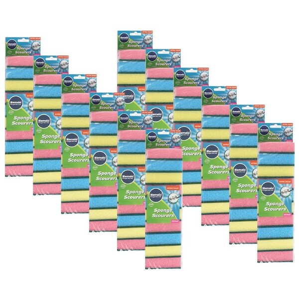 120pc kemasi Double Sided Sponge Scourer Home Kitchen Dishwashing Cleaning