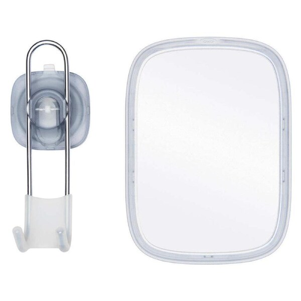 Oxo StrongHold Suction 15cm Hanging Fogless Bath Mirror Rectangular w/ Storage