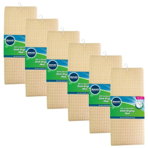 6x kemasi Kitchen Dish Rack Drying Mat Microfibre Home Cleaning Assorted