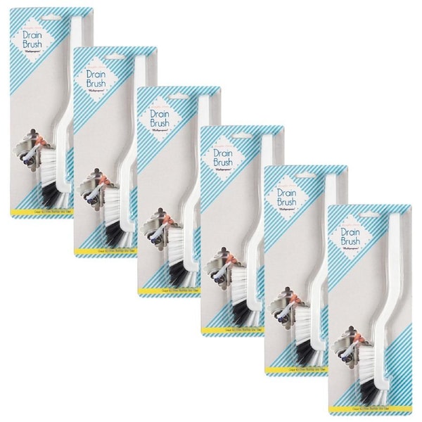 6x kemasi Multipurpose Durable Drain Brush Home Kitchen Bathroom Cleaning White