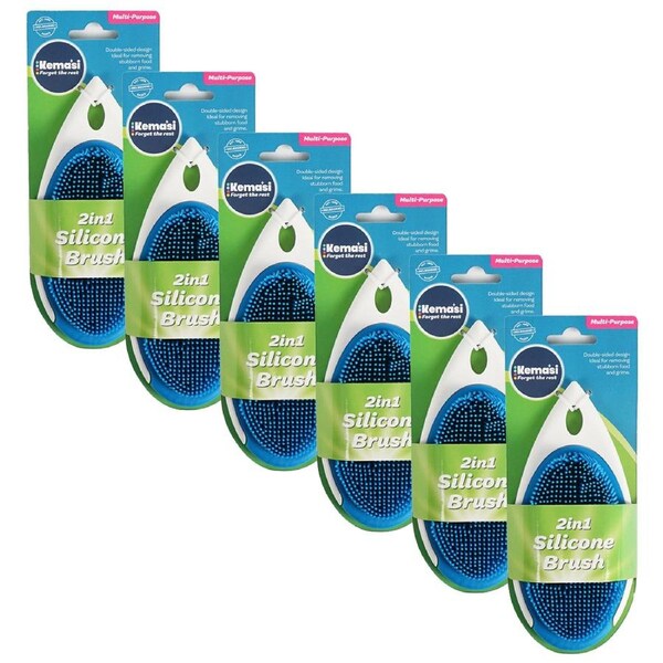 6x kemasi 2 In 1 Durable Silicone Scrub Brush Home Bathroom Kitchen Cleaning