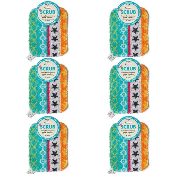 6x Skoy Cleaning Single Scourer Scrub Washing Kitchen Cleaner Pad Rectangle Asst
