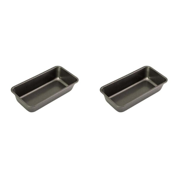 2x Bakemaster Large 28cm Carbon Steel Loaf Pan Tray Rectangle Oven Bakeware Grey
