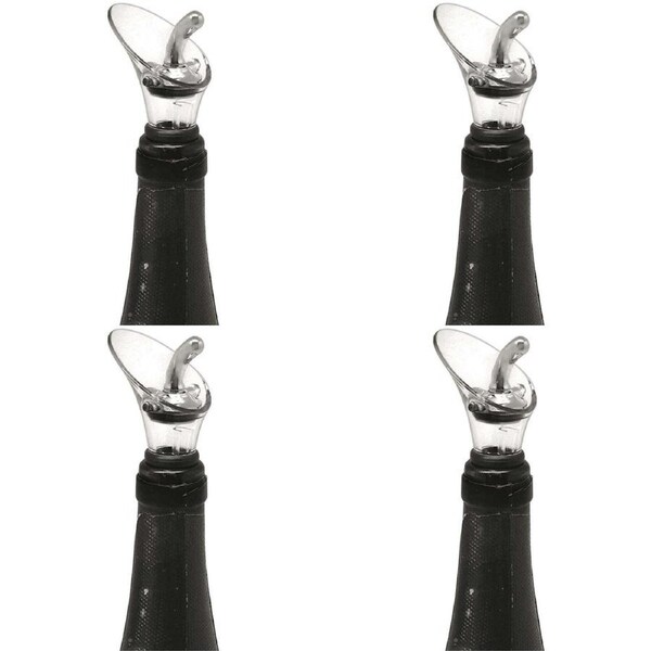 4x Vin Bouquet Wine Bottle Pourer & Stopper Sealer/Dispenser Spout Barware Clear